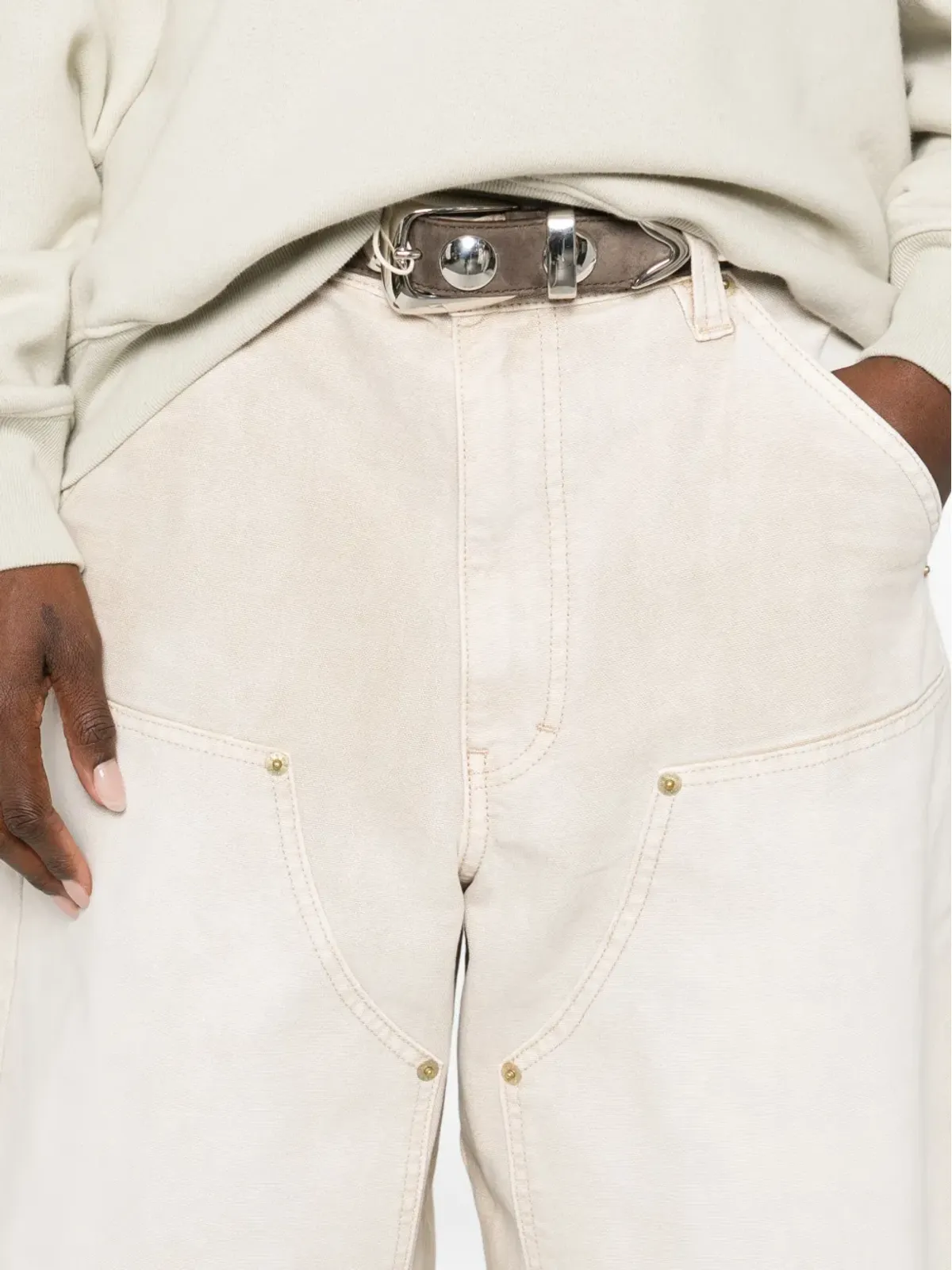 6397 panelled washed-effect shorts - Neutrals - 画像5