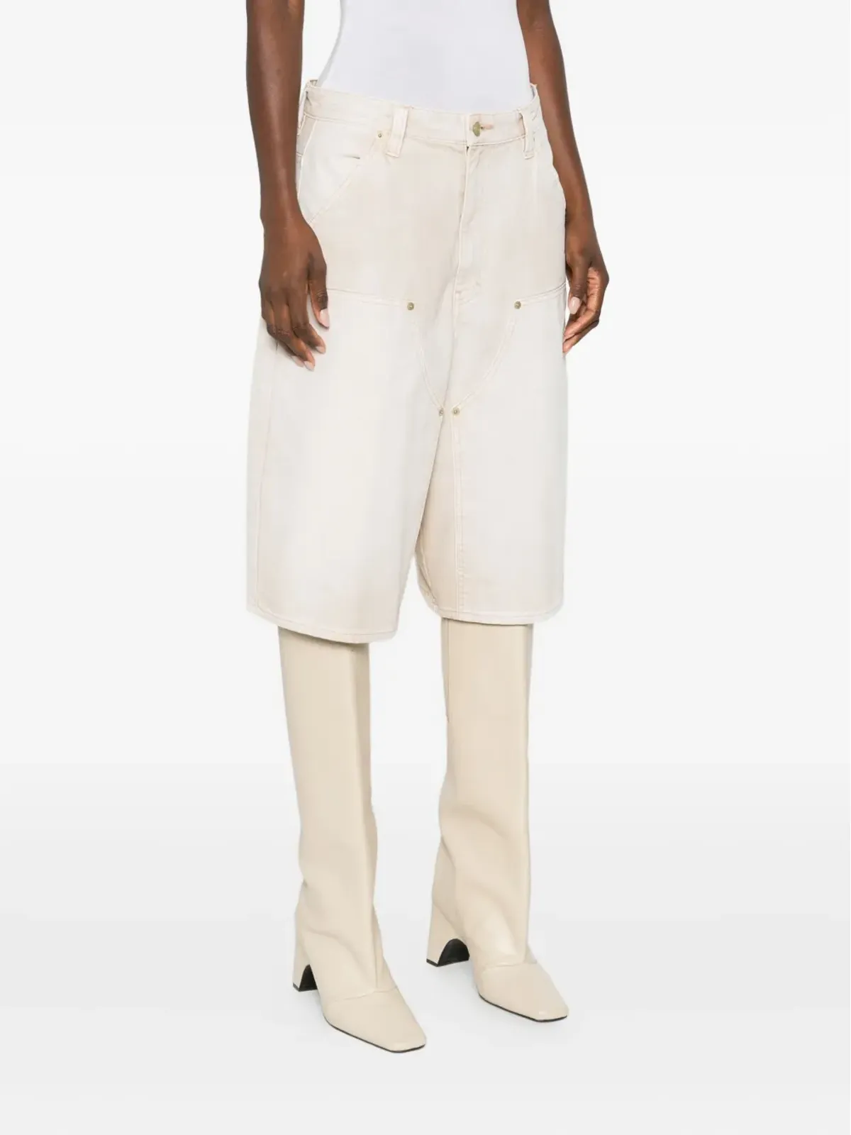 6397 panelled washed-effect shorts - Neutrals - 画像3