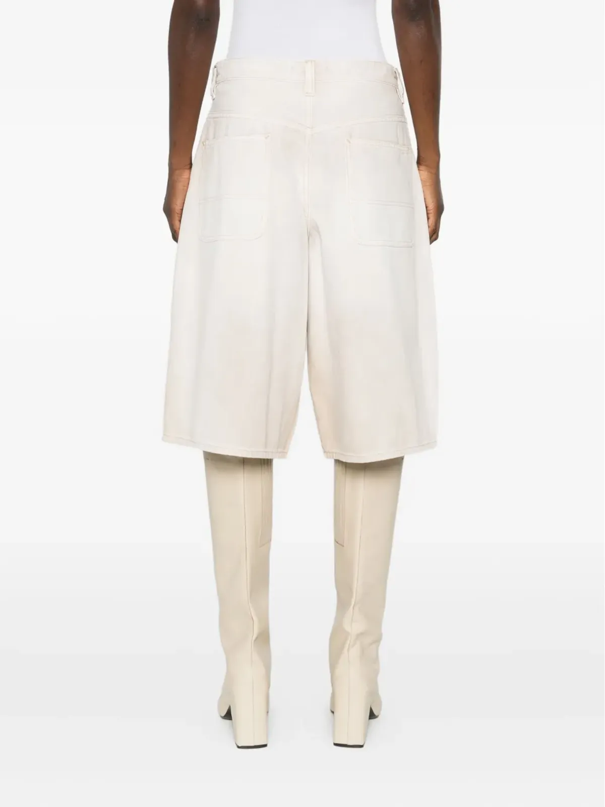 6397 panelled washed-effect shorts - Neutrals - 画像4
