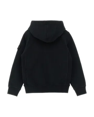 Stone Island Junior ロゴバッジ付きジップアップフーディ - ブラック - サムネイル2