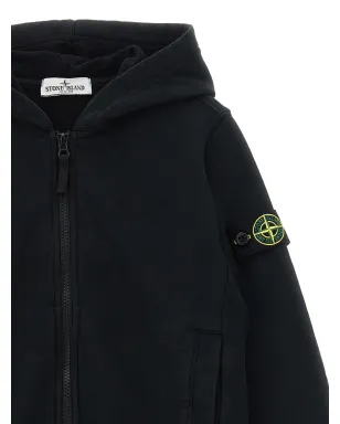 Stone Island Junior ロゴバッジ付きジップアップフーディ - ブラック - サムネイル3