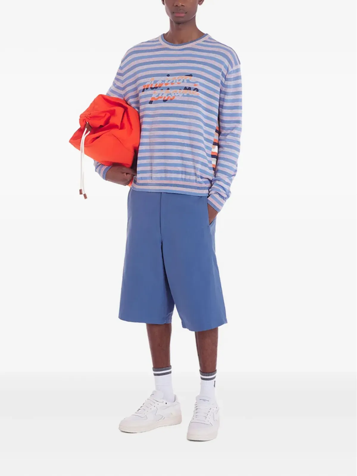 Maison Kitsuné ストライプ柄クルーネックセーター - ブルー - 画像2