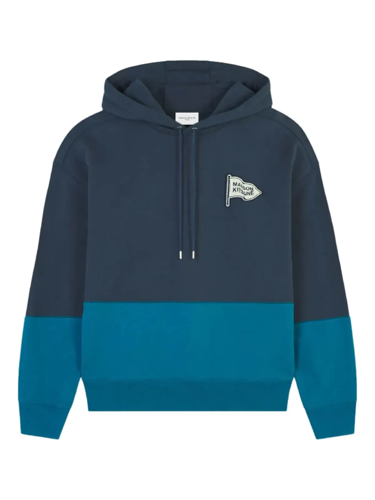 Maison Kitsuné カラーブロックデザイン ロゴパッチ フーディ - 画像1