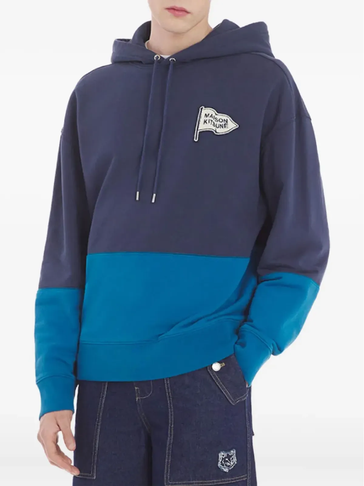 Maison Kitsuné カラーブロックデザイン ロゴパッチ フーディ - 画像2