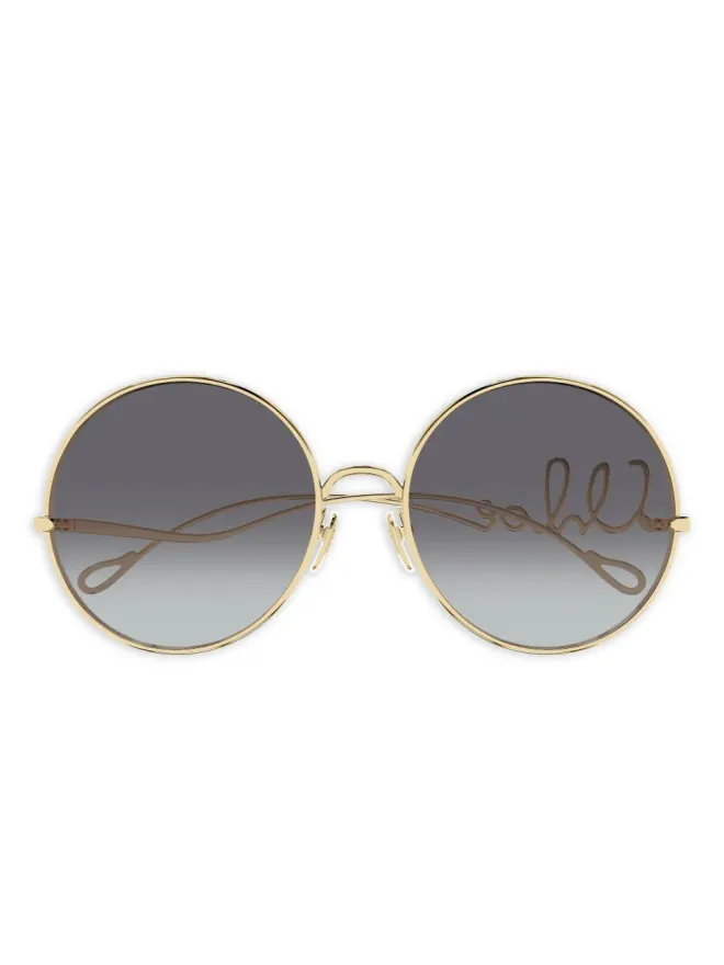 Chloé Eyewear Chloé Eyewear ロゴ入りラウンドフレーム サングラス - Goldの商品画像