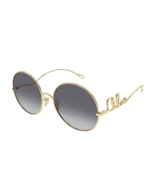 Chloé Eyewear ロゴ入りラウンドフレーム サングラス - Gold - サムネイル2