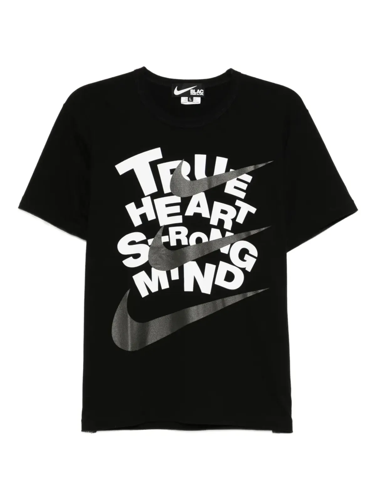 Black Comme Des Garçons × Nike スローガンプリントTシャツ - 画像1