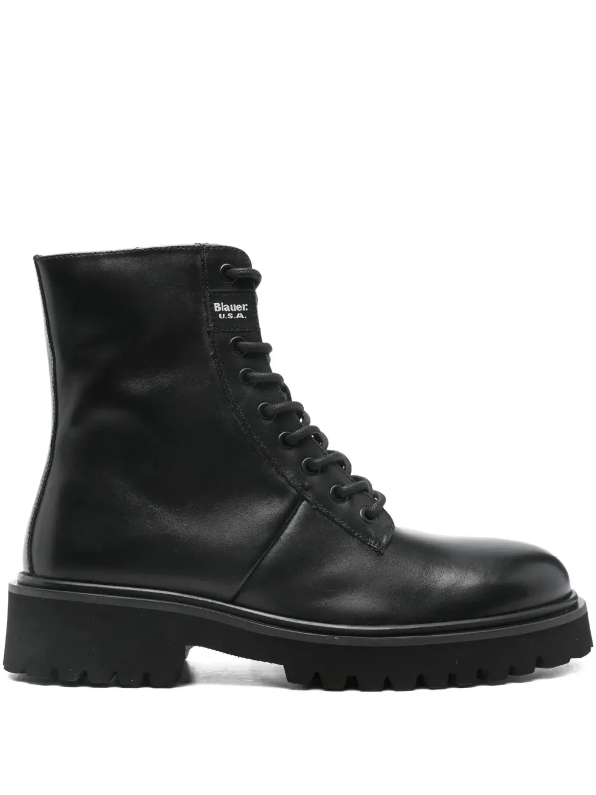 Blauer レースアップ レザーバイカーブーツ - 画像1