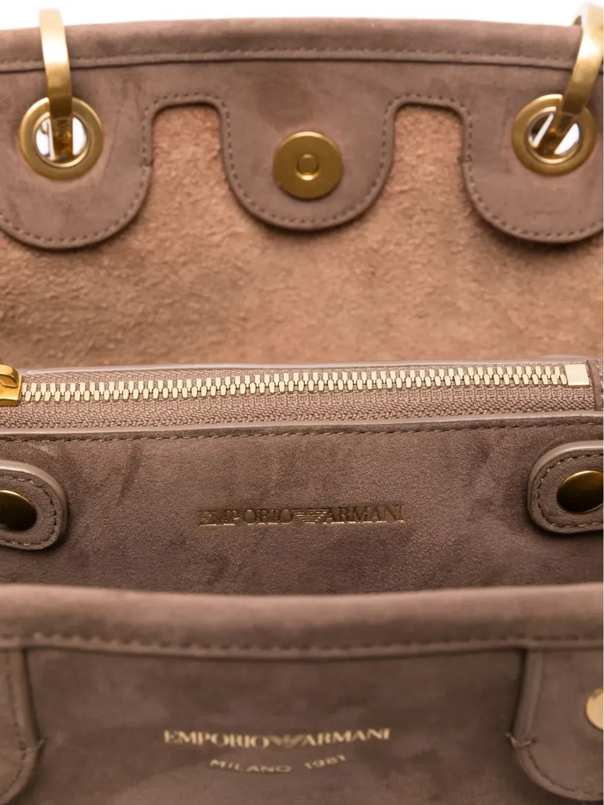 Emporio Armani ロゴレタリング スエード トートバッグ - ブラウン - 画像5