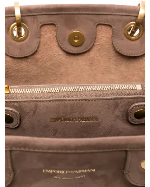 Emporio Armani ロゴレタリング スエード トートバッグ - ブラウン - サムネイル5