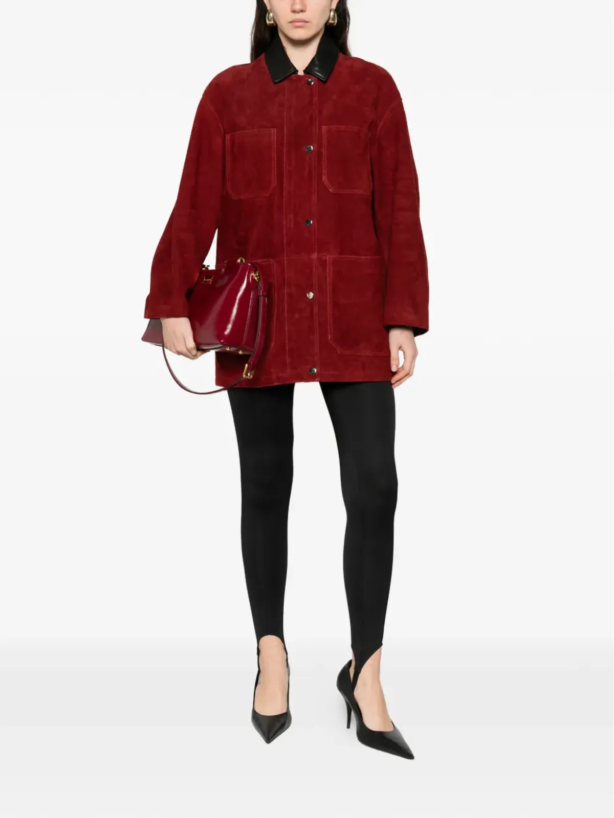 Nour Hammour Barn suede jacket - Red - 画像2