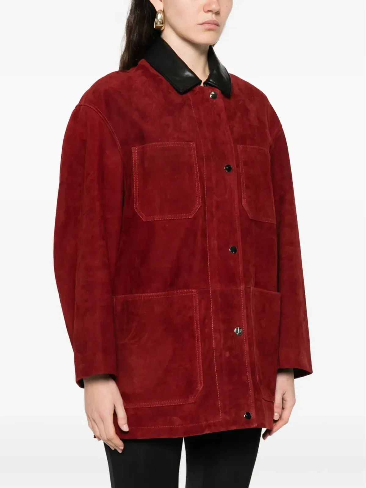 Nour Hammour Barn suede jacket - Red - 画像3
