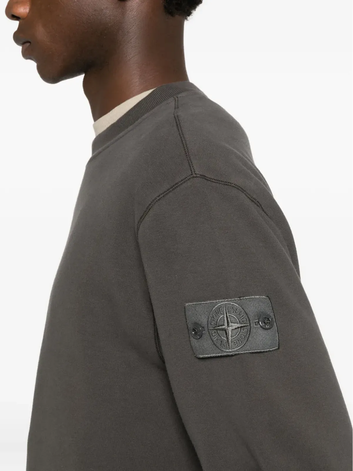 Stone Island リブ編みトリム スウェットシャツ グレー - 画像5