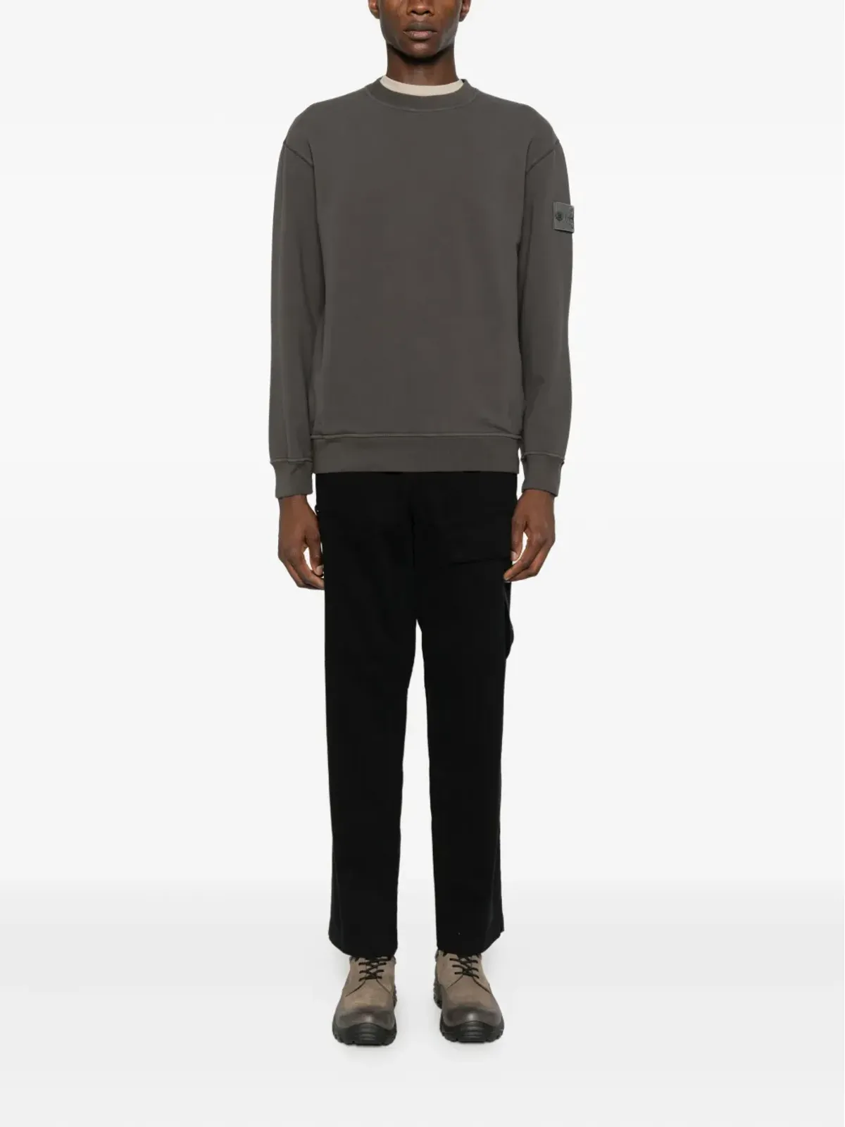 Stone Island リブ編みトリム スウェットシャツ グレー - 画像2