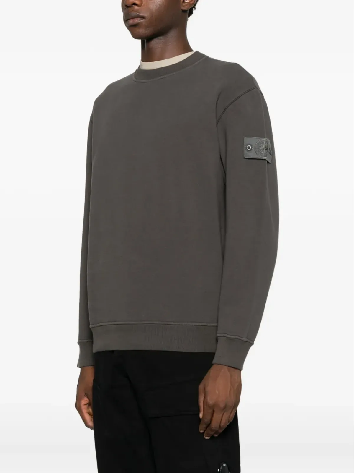 Stone Island リブ編みトリム スウェットシャツ グレー - 画像3