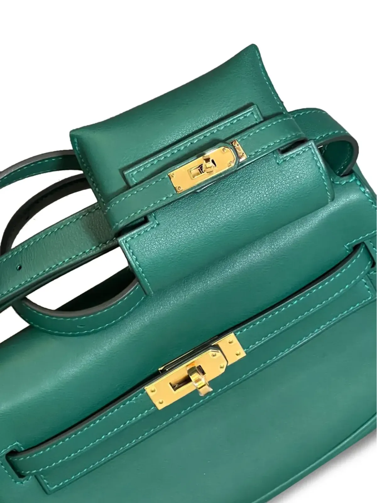 Hermès ビンテージ 2024 ケリー・ムーヴ スイフトレザー ゴールド金具 クロスボディバッグ グリーン - 画像5