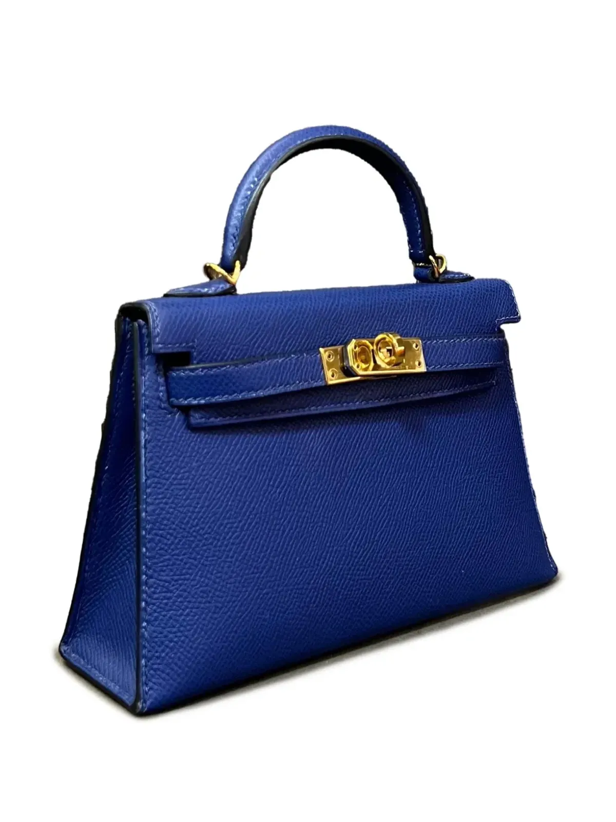 Hermès ビンテージ ミニ ケリー・セルリエ 20 エプソムレザー ゴールドハードウェア トートバッグ ブルー - 画像3