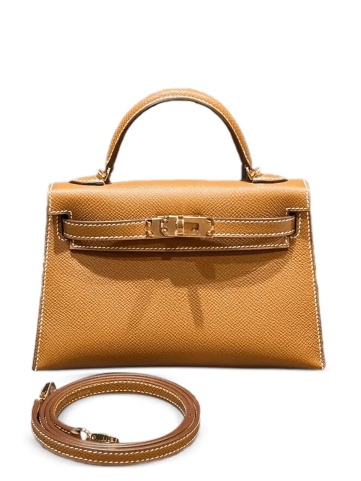 Hermès ビンテージ ミニ ゴールド ケリー・セルリエ エプソム トートバッグ - ブラウン - 画像4