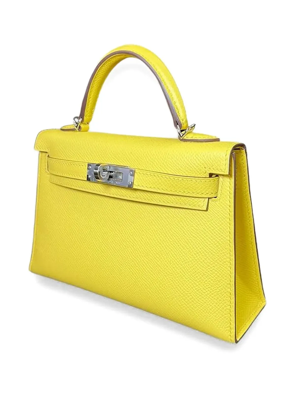 Hermès Pre-Owned 2022 ミニ Kelly 20 セルリエ エプソム カーフレザー パラジウム金具 トートバッグ イエロー - 画像3