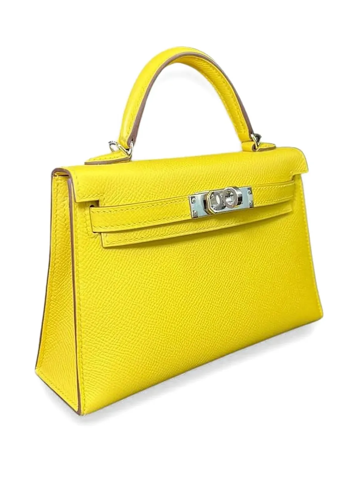 Hermès Pre-Owned 2022 ミニ Kelly 20 セルリエ エプソム カーフレザー パラジウム金具 トートバッグ イエロー - 画像4