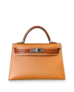 Hermès ビンテージ ミニ Kelly Sellier 20 マダム・タッチ アリゲーター ミシシッピ パラジウム金具 トートバッグ - ブラウン - サムネイル1