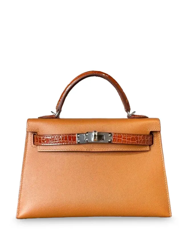 Hermès Pre-Owned Hermès ビンテージ ミニ Kelly Sellier 20 マダム・タッチ アリゲーター ミシシッピ パラジウム金具 トートバッグ - ブラウンの商品画像