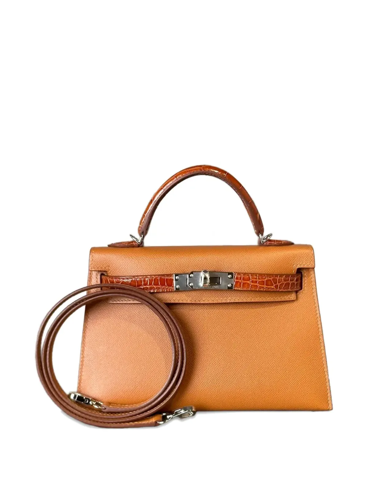Hermès ビンテージ ミニ Kelly Sellier 20 マダム・タッチ アリゲーター ミシシッピ パラジウム金具 トートバッグ - ブラウン - 画像4