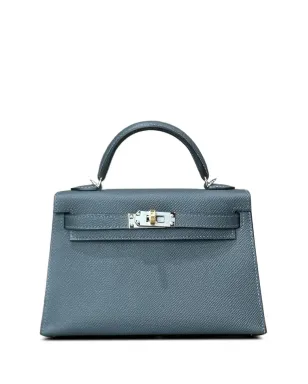 Hermès ビンテージ ミニ Kelly Sellier エプソム レザー エレクトラム金具 トートバッグ ブルー - サムネイル1