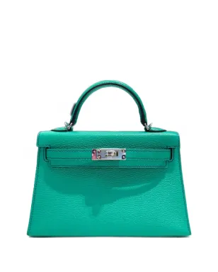 Hermès Pre-Owned 2024 ハイエンド スペシャルオーダー(HSS) ミニ ケリー セリエ 20 Verso Chevre Leather パラジウム金具 トートバッグ - グリーン - サムネイル1