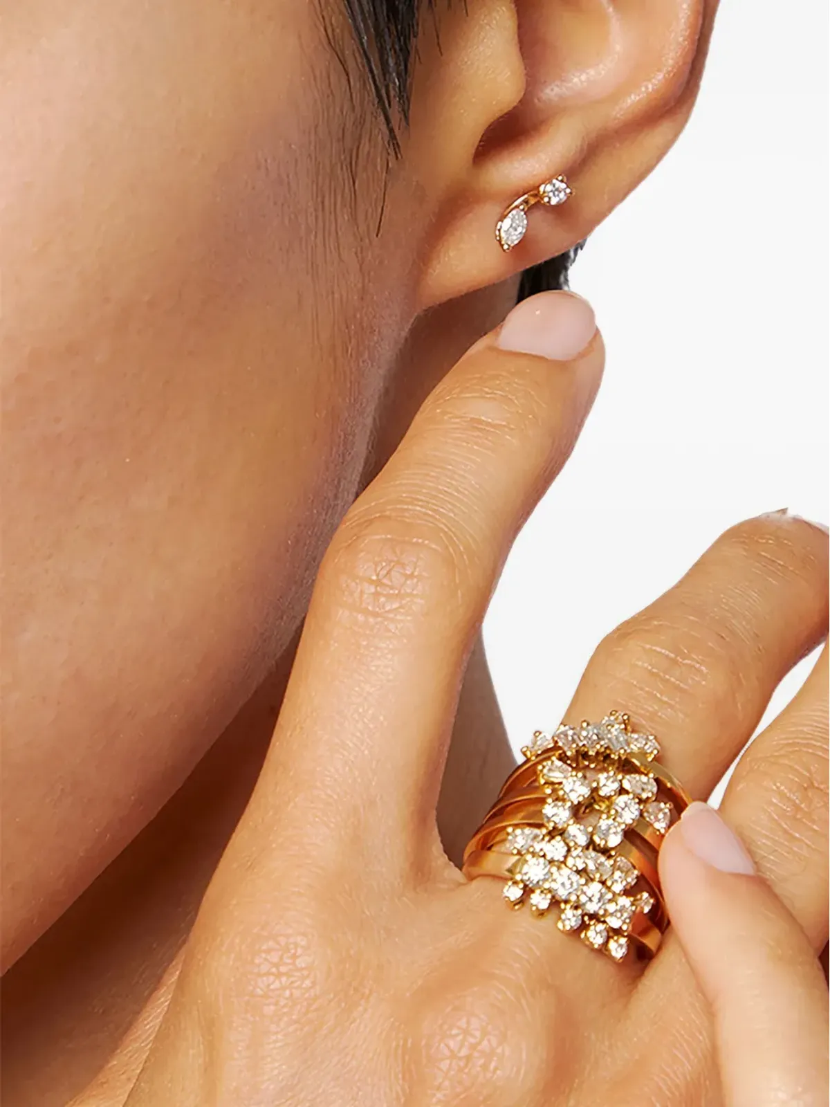 Delfina Delettrez 18K イエローゴールド マイクロピアシング ダイヤモンド イヤリング - 画像3