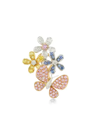 Mio Harutaka 花蝶モチーフ ダイヤモンドとサファイアのイヤリング - ゴールド - サムネイル1