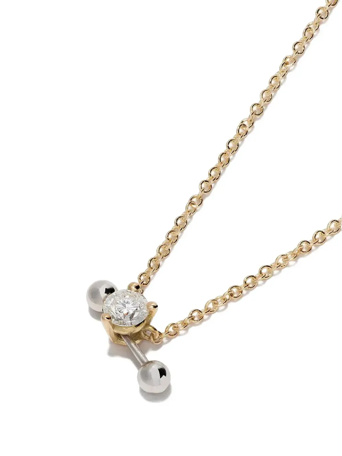 Delfina Delettrez 18Kイエローゴールドとホワイトゴールド ツーインワン ダイヤモンド ネックレス - 画像3