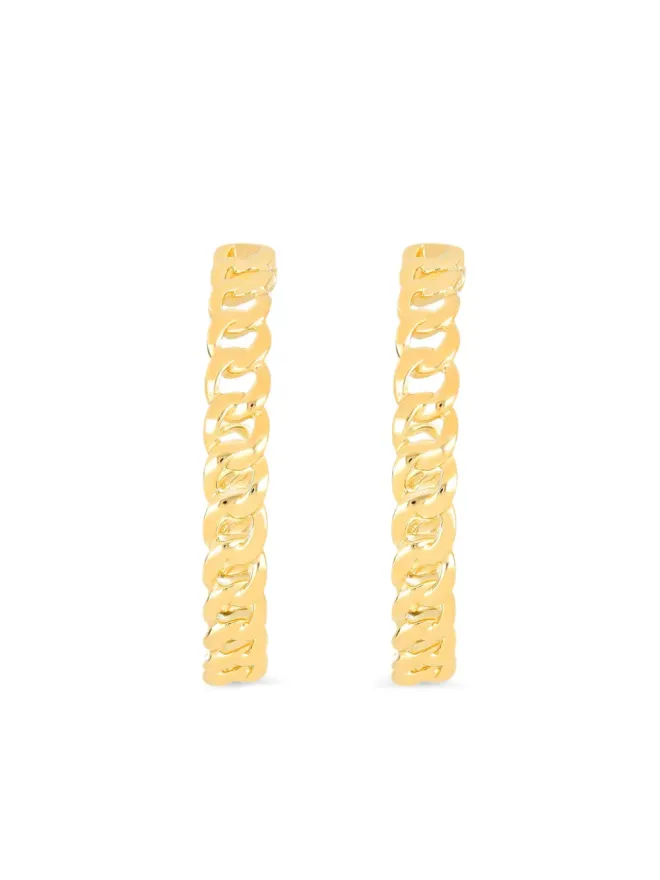 EF COLLECTION Ef Collection 14K イエローゴールド カーブチェーン フープピアスの商品画像