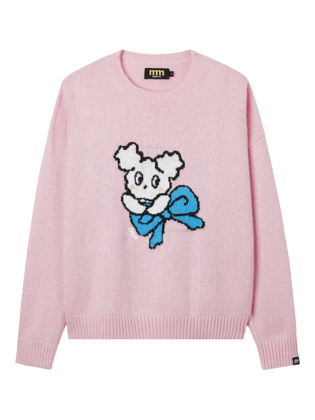Mini Cream インターシャ編み クルーネック セーター ピンク - 画像1