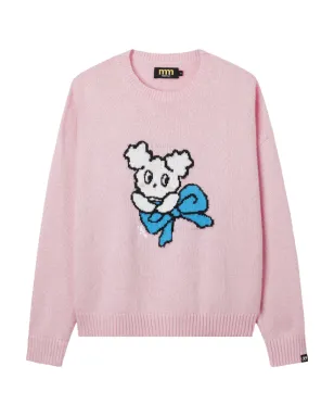 Mini Cream インターシャ編み クルーネック セーター ピンク - サムネイル1