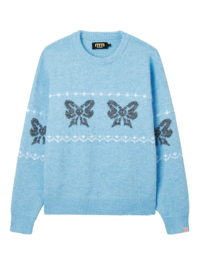 Mini Cream Mini Cream ボウ柄セーター - Blueの商品画像