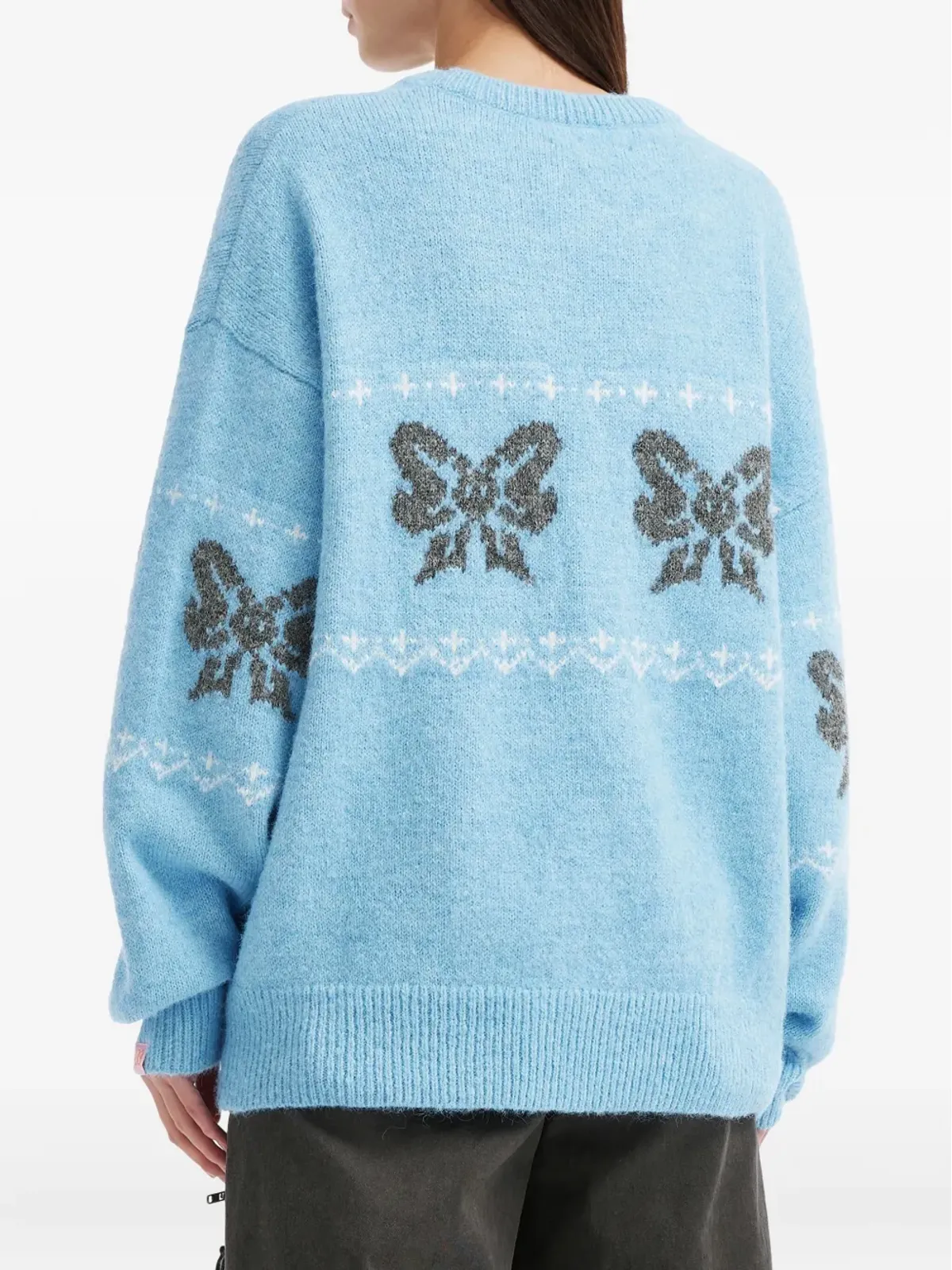 Mini Cream ボウ柄セーター - Blue - 画像4