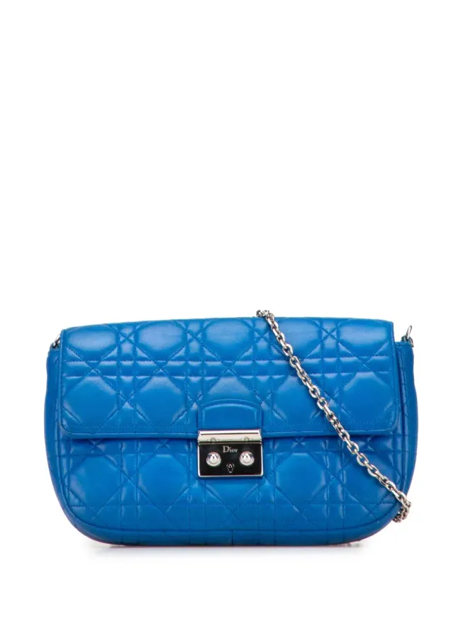 Christian Dior Pre-Owned Christian Dior ビンテージ 2013年 ラムスキン カナージュ ミスディオール プロムナード チェーン クロスボディ バッグ - ブルーの商品画像