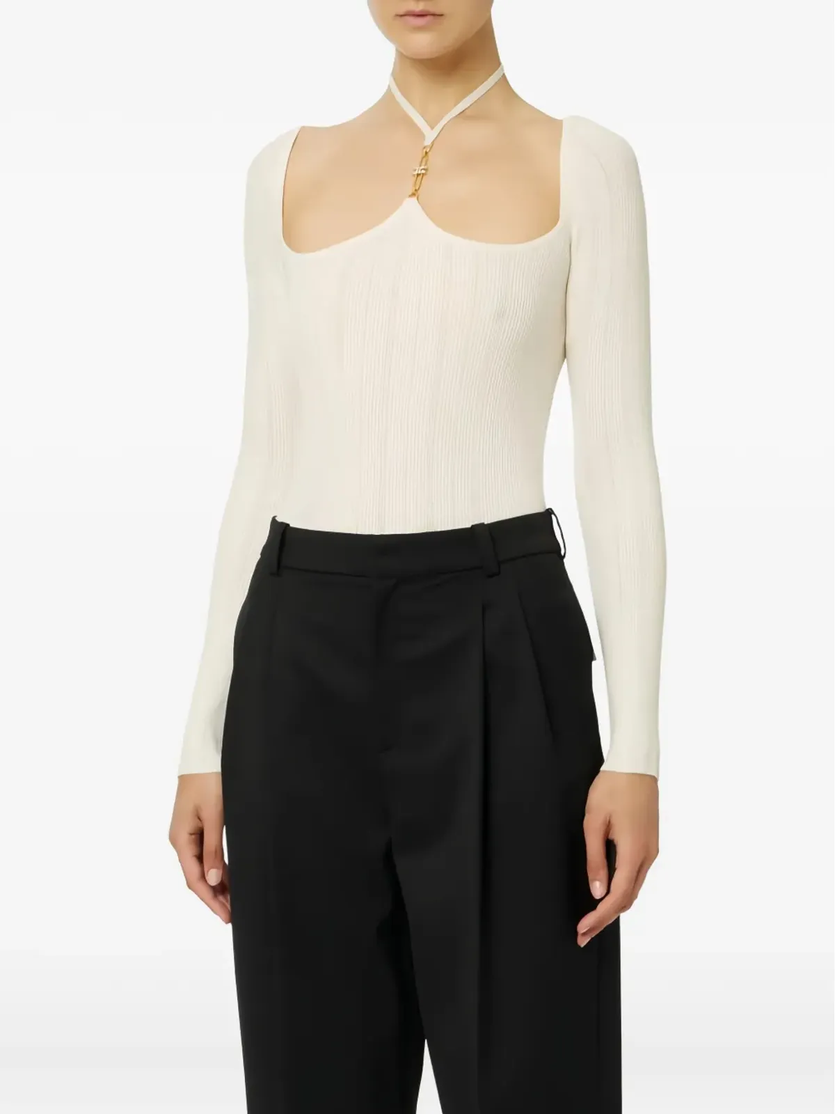 Elisabetta Franchi ロングスリーブ リブニット ボディスーツ - 画像2