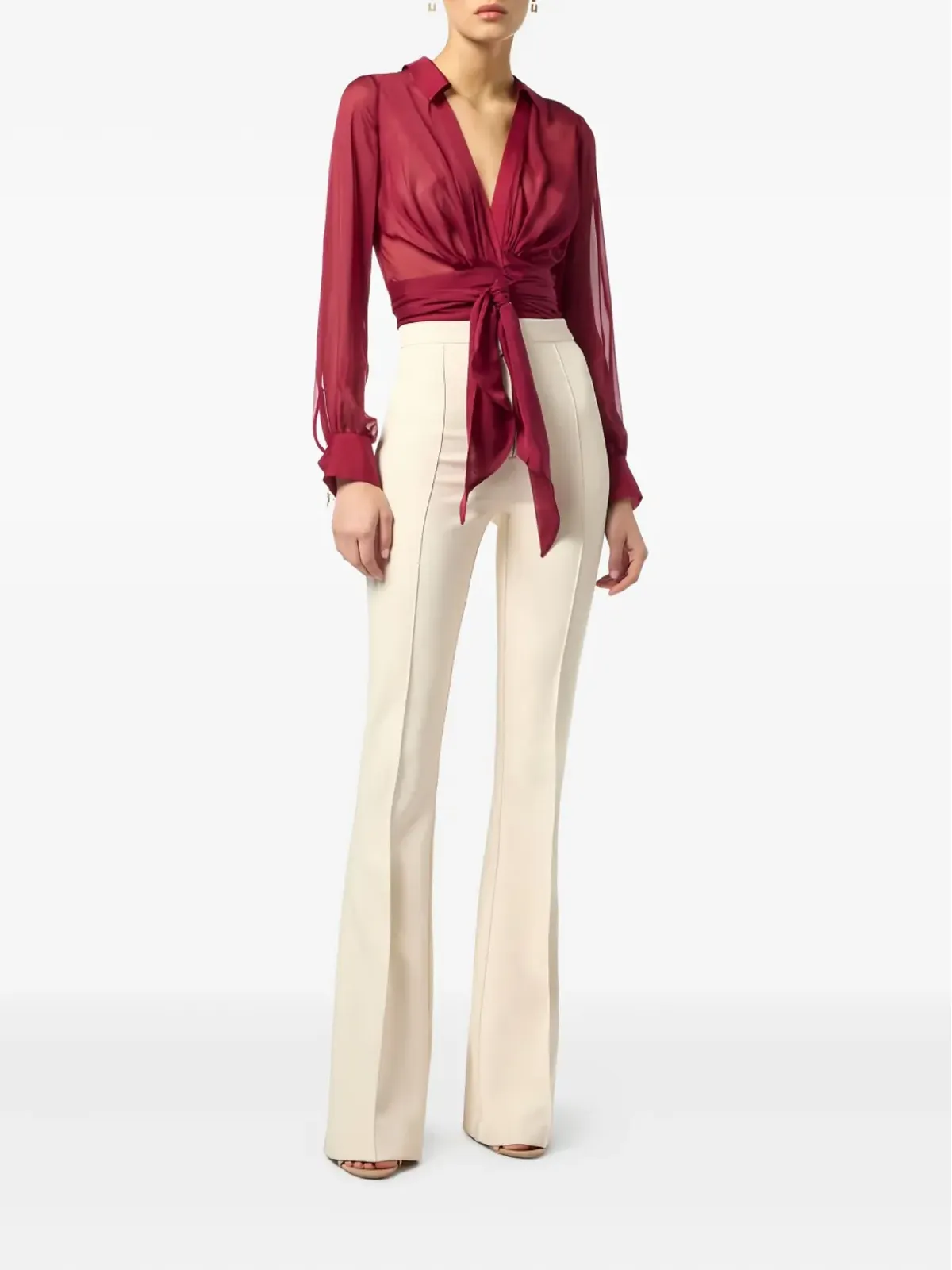 Elisabetta Franchi サッシュディテール ブラウス レッド - 画像2