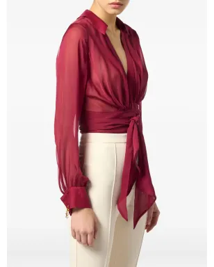 Elisabetta Franchi サッシュディテール ブラウス レッド - サムネイル4