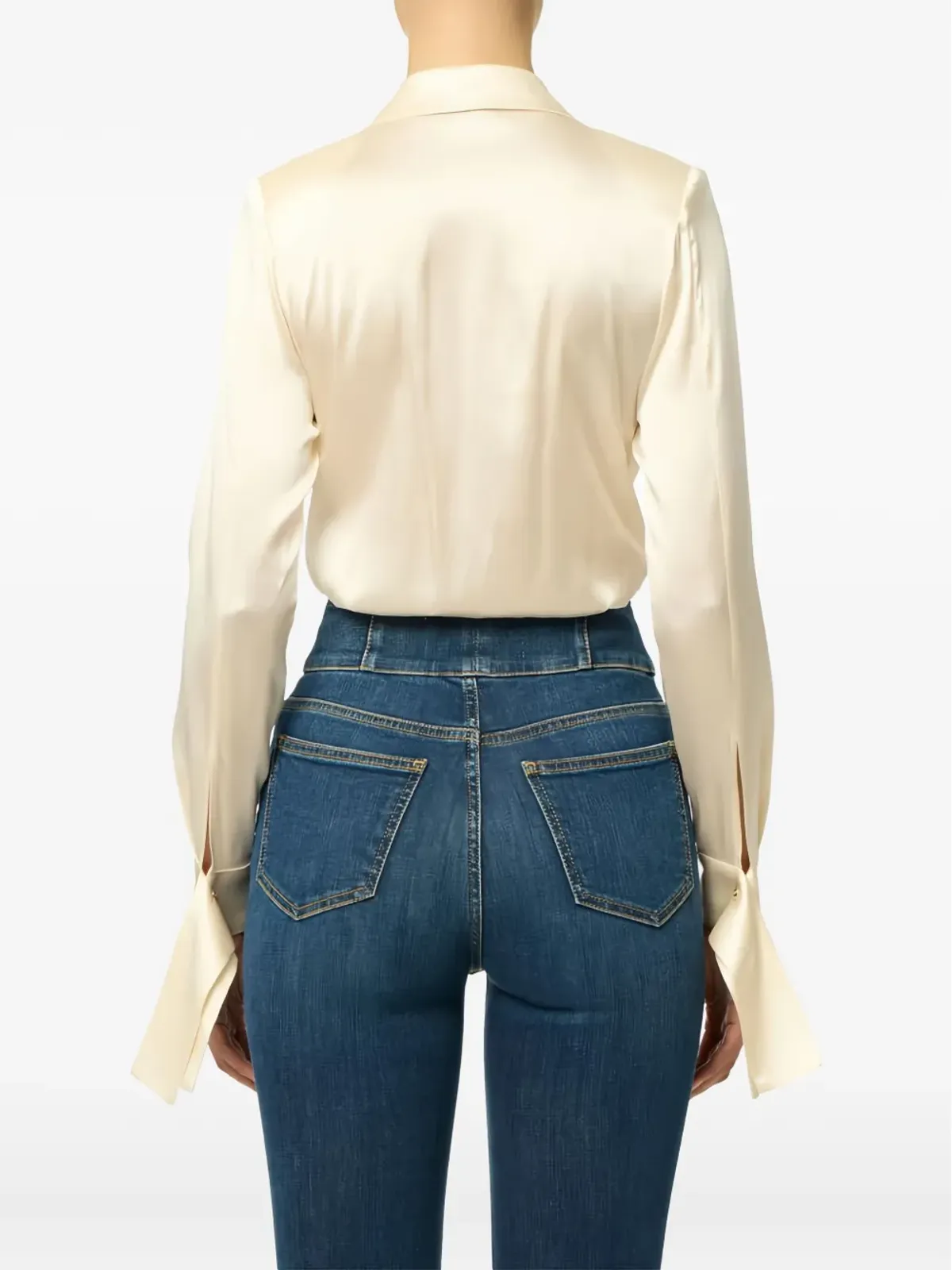 Elisabetta Franchi ショールカラー付き サテン ボディスーツ - ニュートラル - 画像3