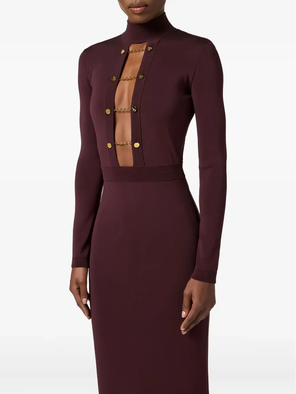 Elisabetta Franchi チェーンディテール付きカットアウト マキシドレス - レッド - 画像5