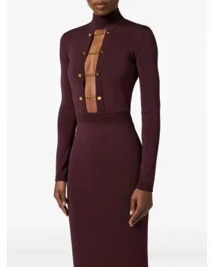 Elisabetta Franchi チェーンディテール付きカットアウト マキシドレス - レッド - サムネイル5