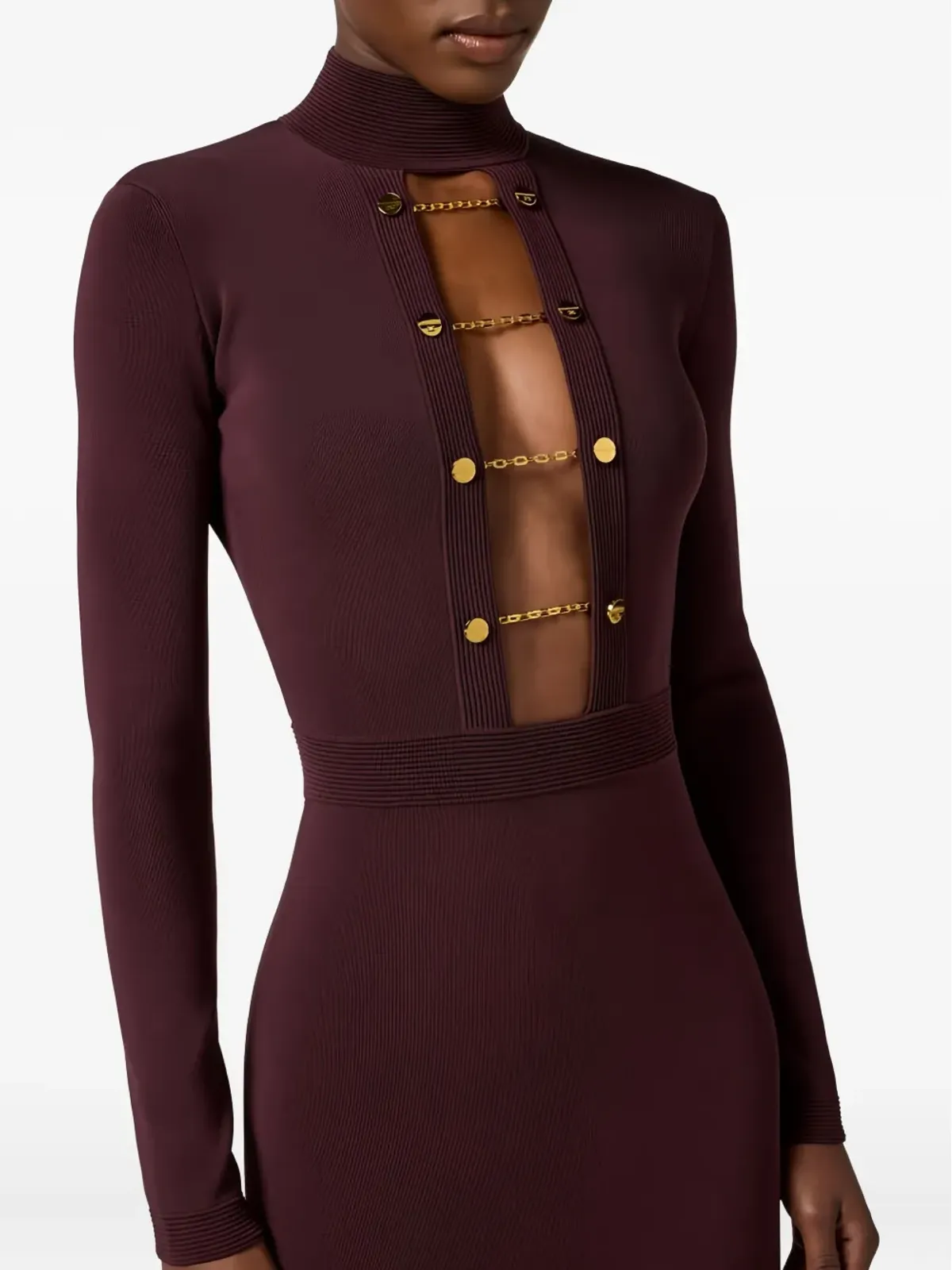 Elisabetta Franchi チェーンディテール付きカットアウト マキシドレス - レッド - 画像4