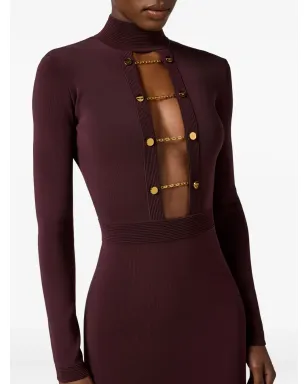 Elisabetta Franchi チェーンディテール付きカットアウト マキシドレス - レッド - サムネイル4