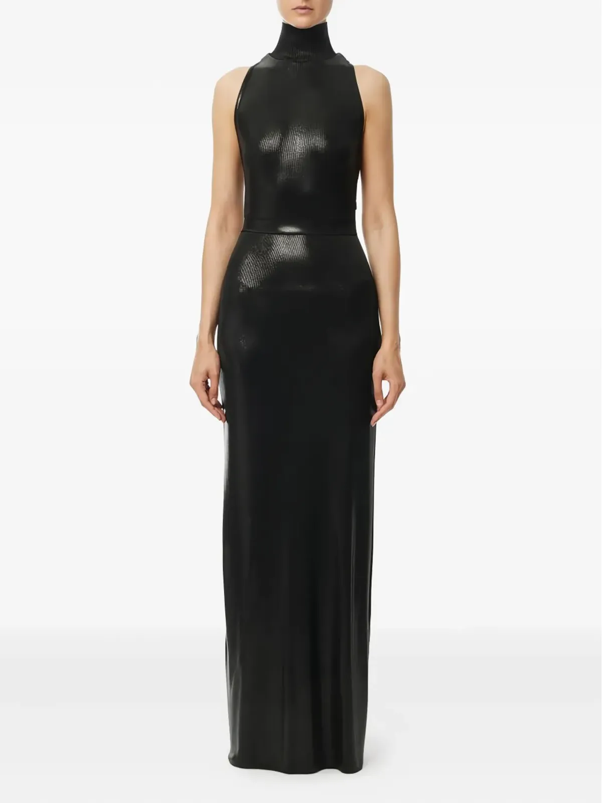 Elisabetta Franchi ラミネート加工のマキシドレス ブラック - 画像2