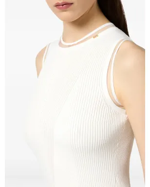 Elisabetta Franchi sleeveless ribbed-knit midi dress - White - サムネイル5