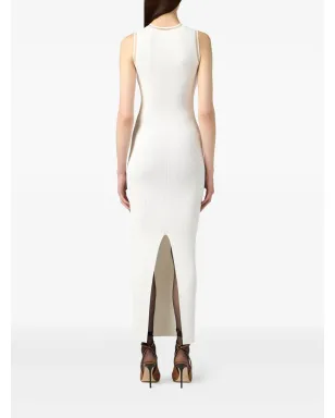 Elisabetta Franchi sleeveless ribbed-knit midi dress - White - サムネイル3