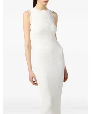 Elisabetta Franchi sleeveless ribbed-knit midi dress - White - サムネイル4
